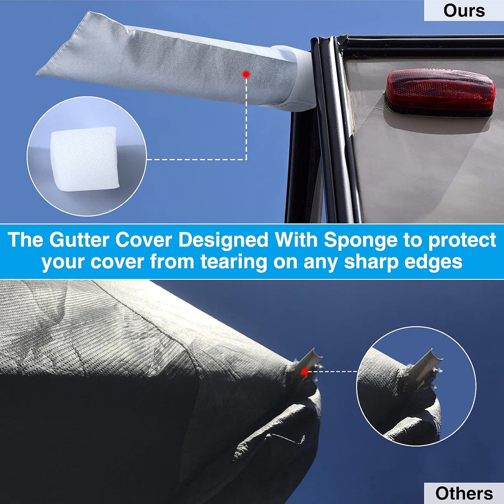 Rip-Stop RV Cover Fits 15'1" - 18' Long Motorhome, Waterproof Camper Cover with Gutter Covers L43511