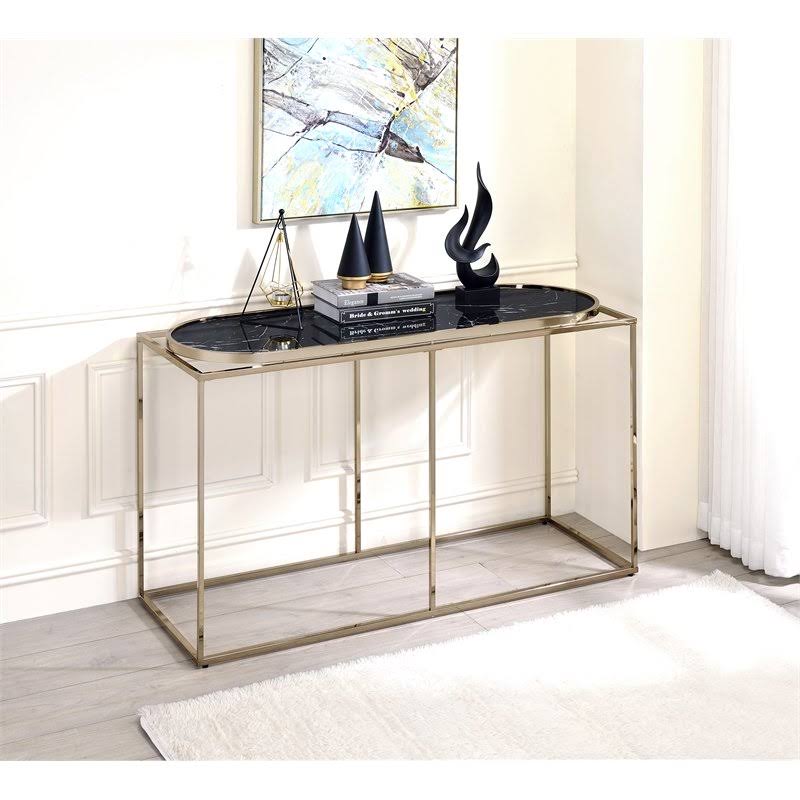 Metal Console Table in Champaign and Black J949189