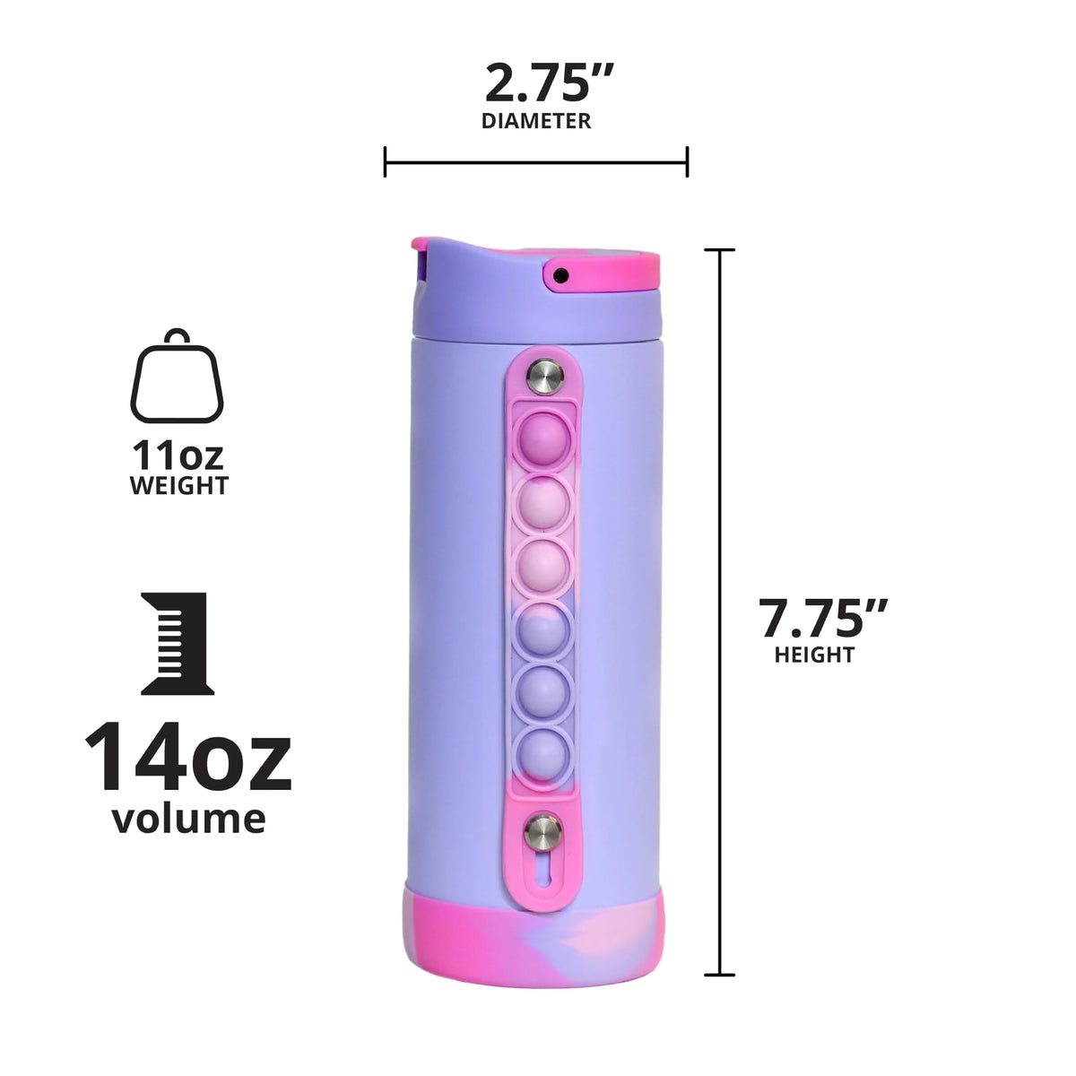 14oz Triple Insulated Stainless Steel Water Bottle with Straw Lid V47056