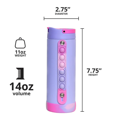 14oz Triple Insulated Stainless Steel Water Bottle with Straw Lid V47056