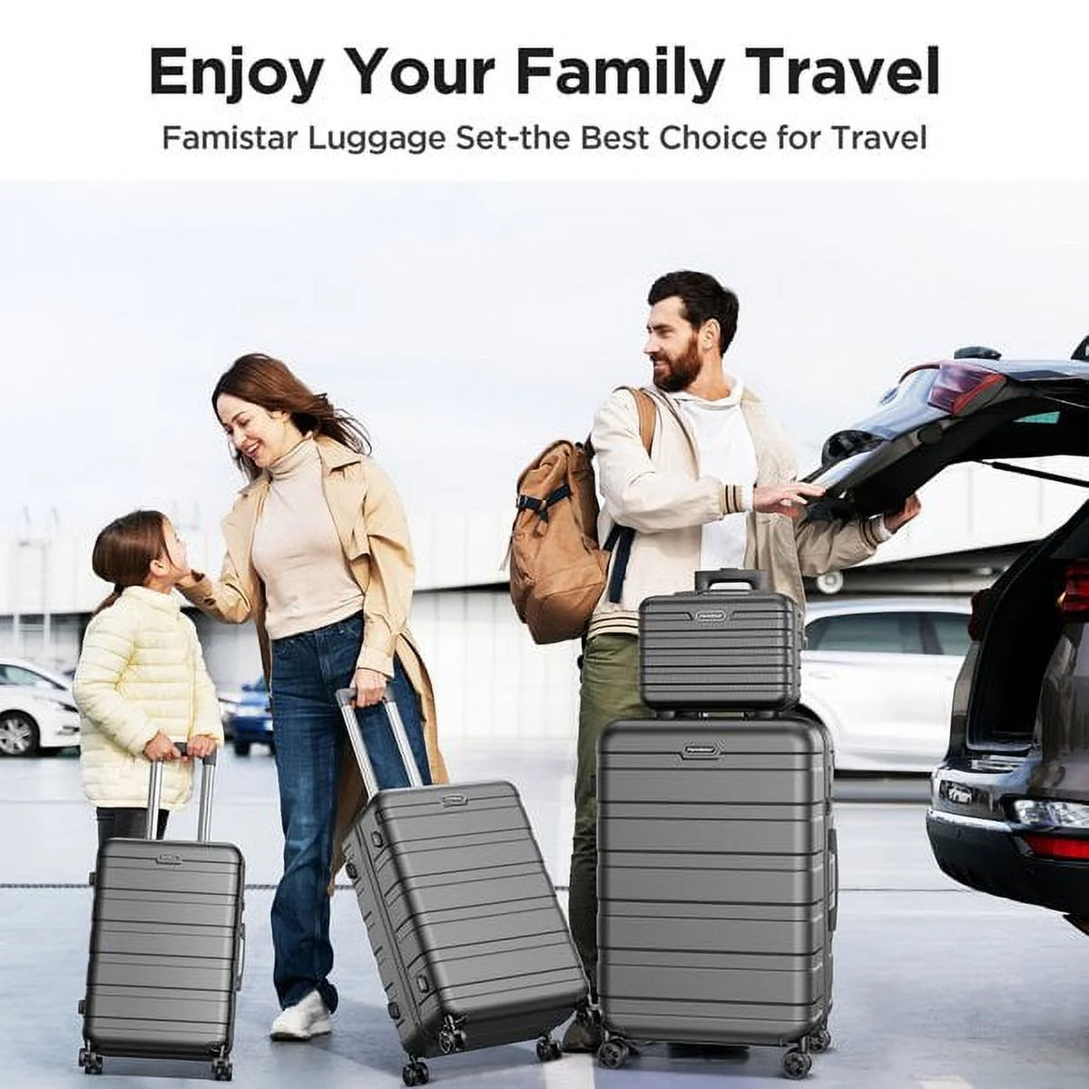 5 Piece Hardside Luggage Suitcase Set with 360° Double Spinner Wheels Integrated TSA Lock ABS Hardshell P868301