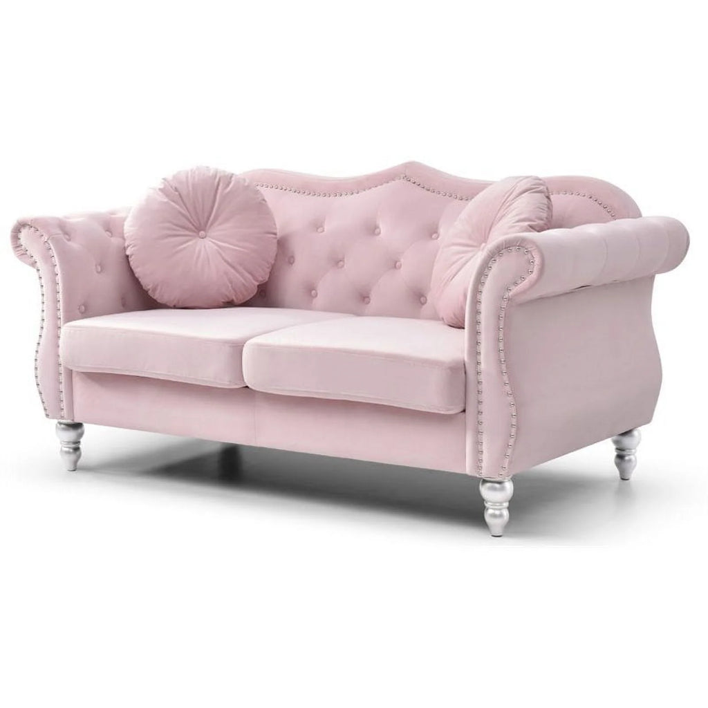 Pink 2-Piece Sofa and Loveseat Furniture Set D583