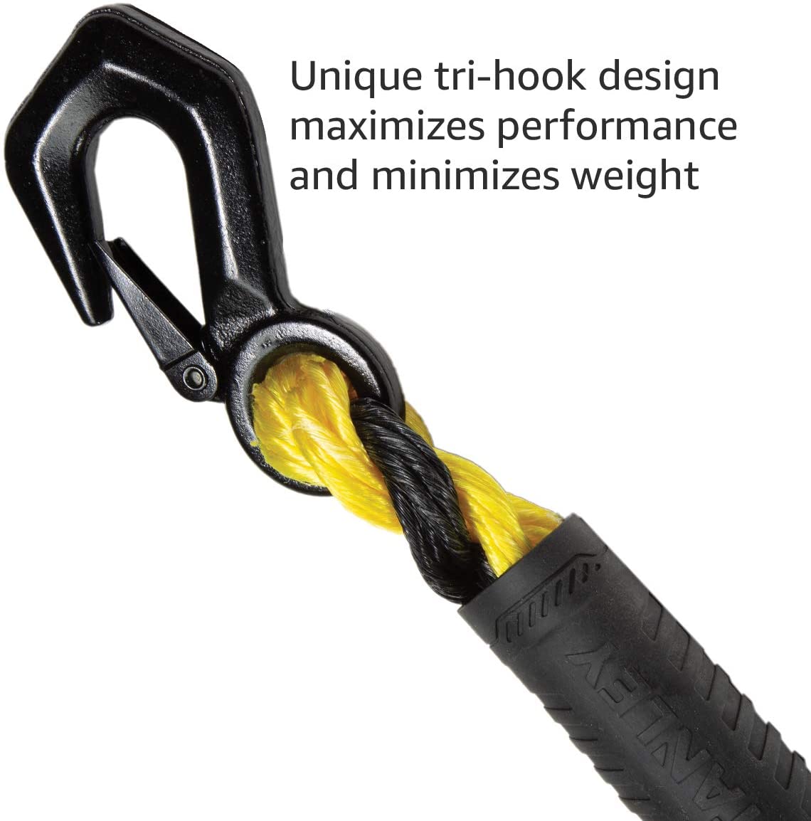 Black/Yellow 5/8" x 15' Poly-Blend Braided Tow Rope with Heavy Duty Tri-Hook N4823