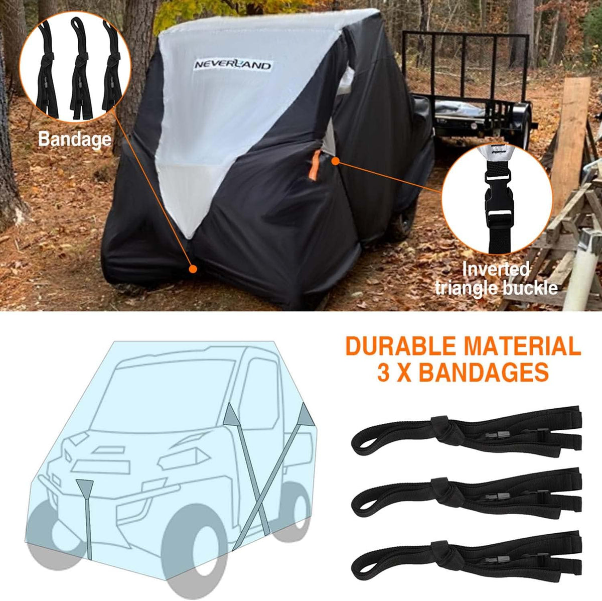 UTV Cover Waterproof 420D Heavy Duty Pack of 2 B789