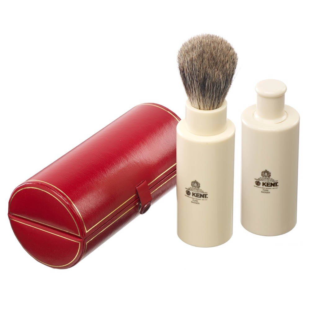 Traditional Small Travel Shaving Brush with Badger Bristles and Mock Ivory Base M9738