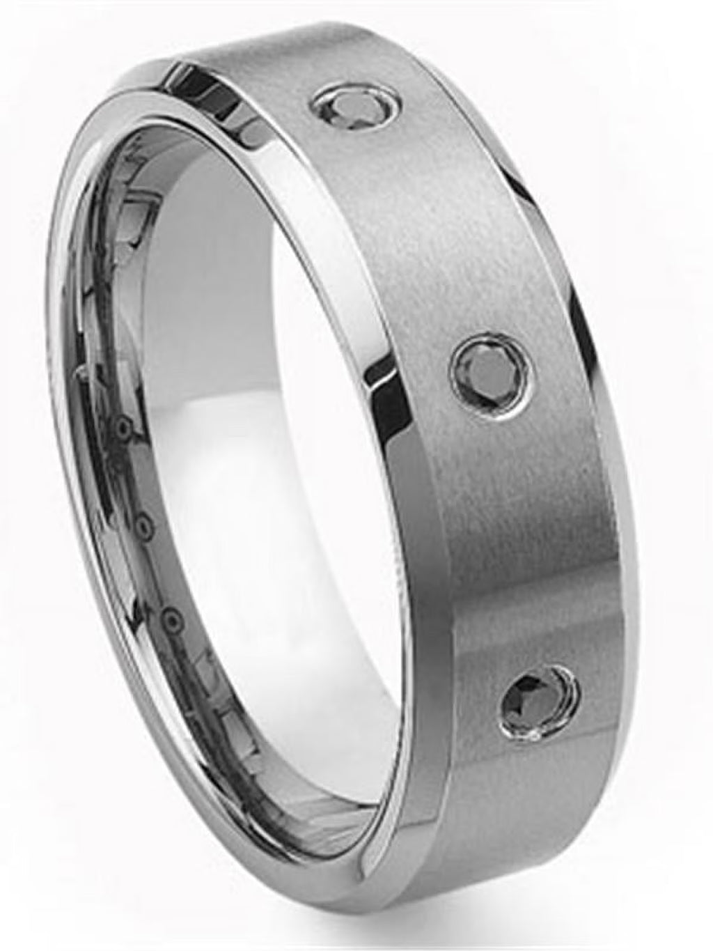 Titanium Tungsten Carbide Black Diamond Comfort Fit Mens Wedding Band Ring 8mm Sz 10.0 R829