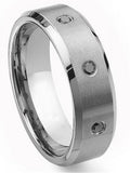 Titanium Tungsten Carbide Black Diamond Comfort Fit Mens Wedding Band Ring 8mm Sz 10.0 R829