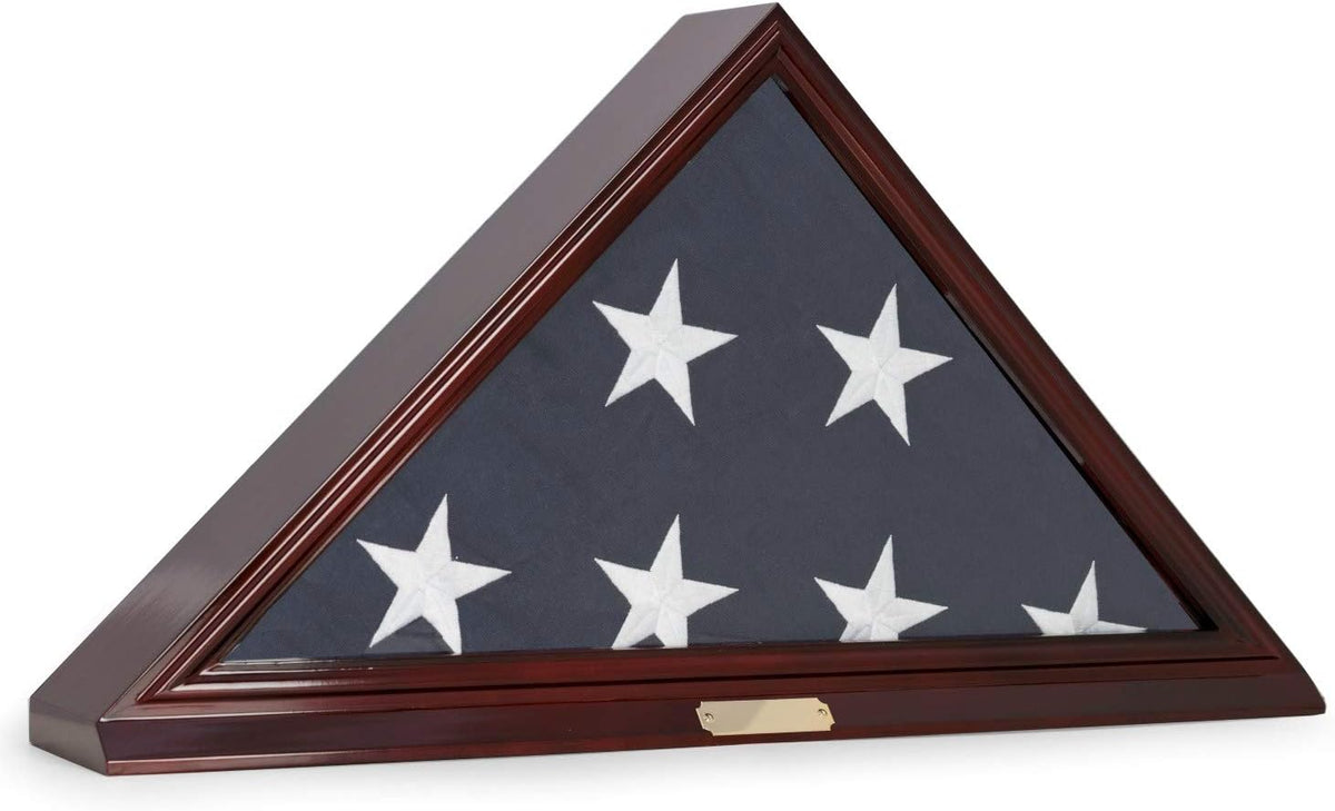 Solid Wood Glass Front Flag Display Case V9207