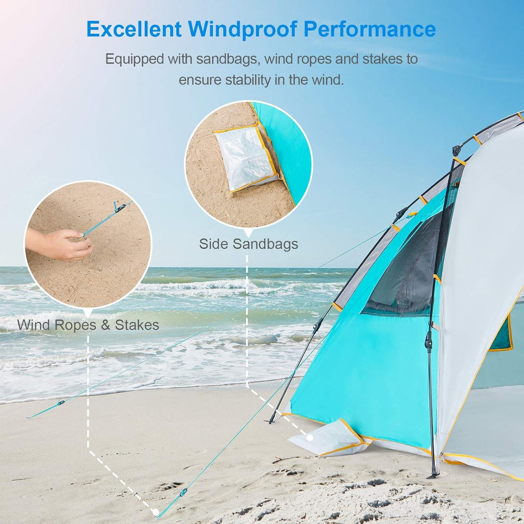 4 Person Instant Beach Tent UPF 50+ Sun Shelter N250