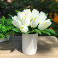 Cream Silk Tulips in White Ceramic Vase V763