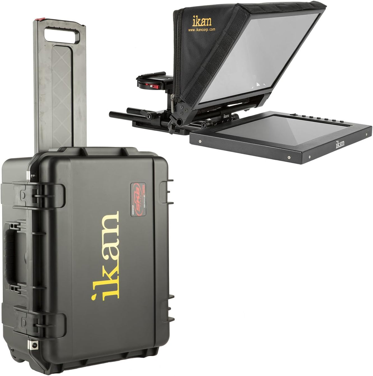 12-inch Portable Teleprompter Kit with Rolling Case, Adjustable Glass Frame - Black X861112