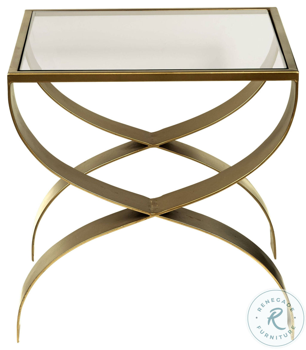 Gold Glass Top End Table I112