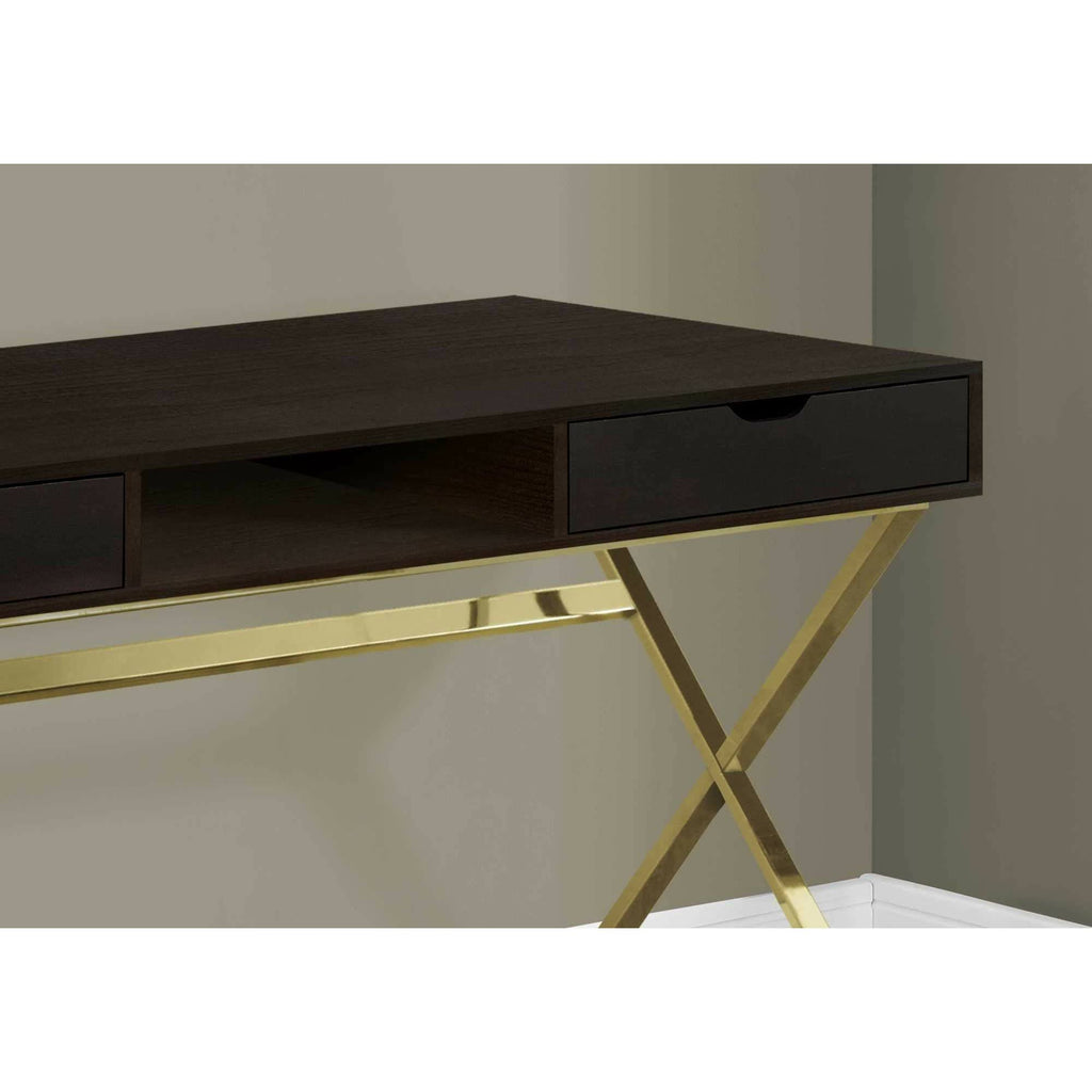 Cappuccino Gold Metal Computer Desk Q709781