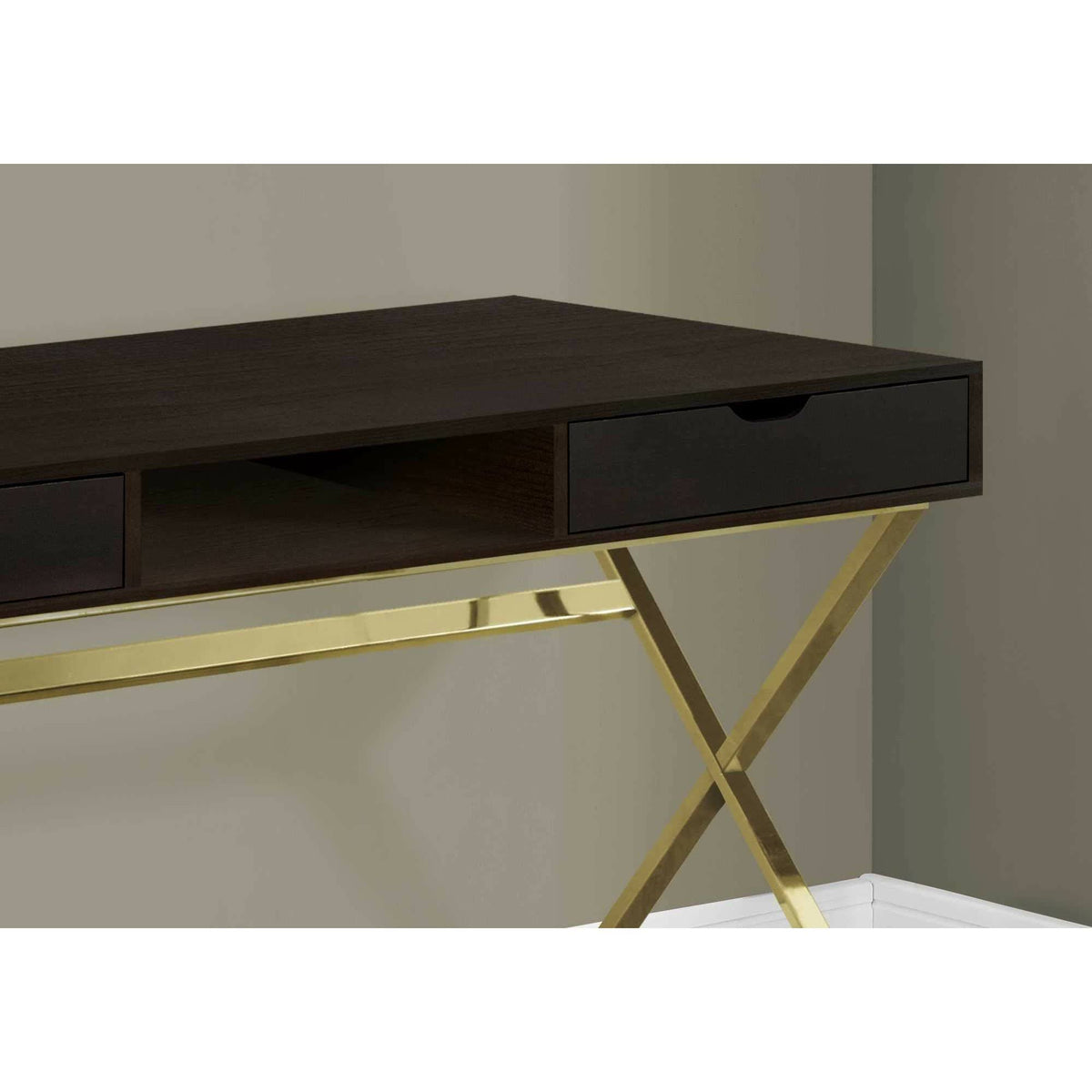 Cappuccino Gold Metal Computer Desk Q709781
