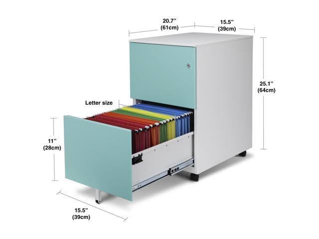 Blue 2-Drawer Metal Mobile File Cabinet L594