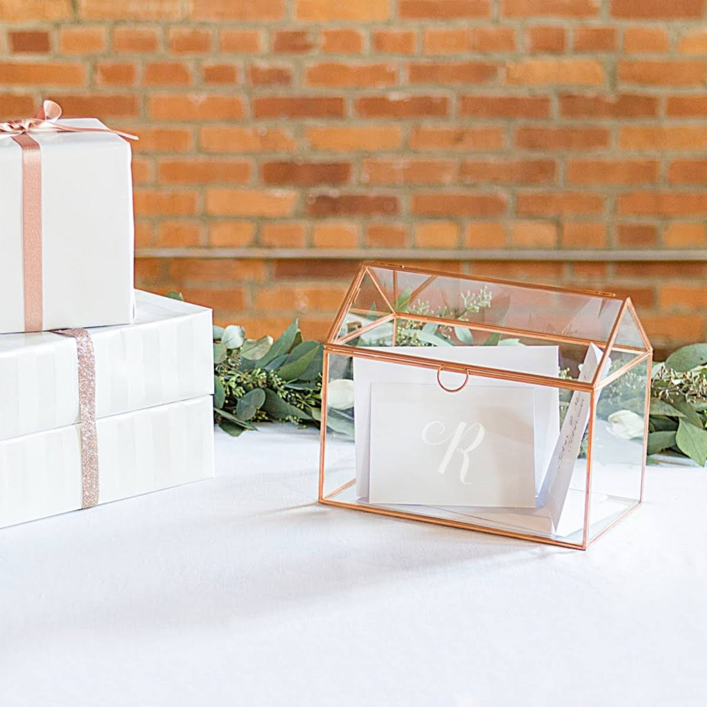 Rose Gold Glass Terrarium Card Holder L906980