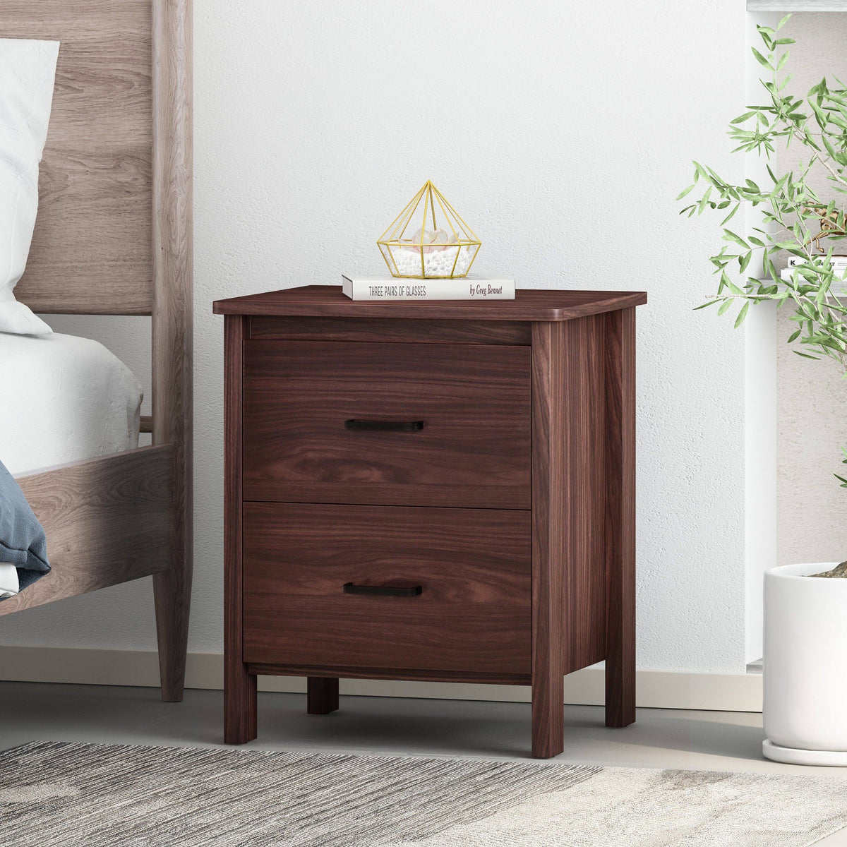 Wenge 2 Drawer Nightstand L169454