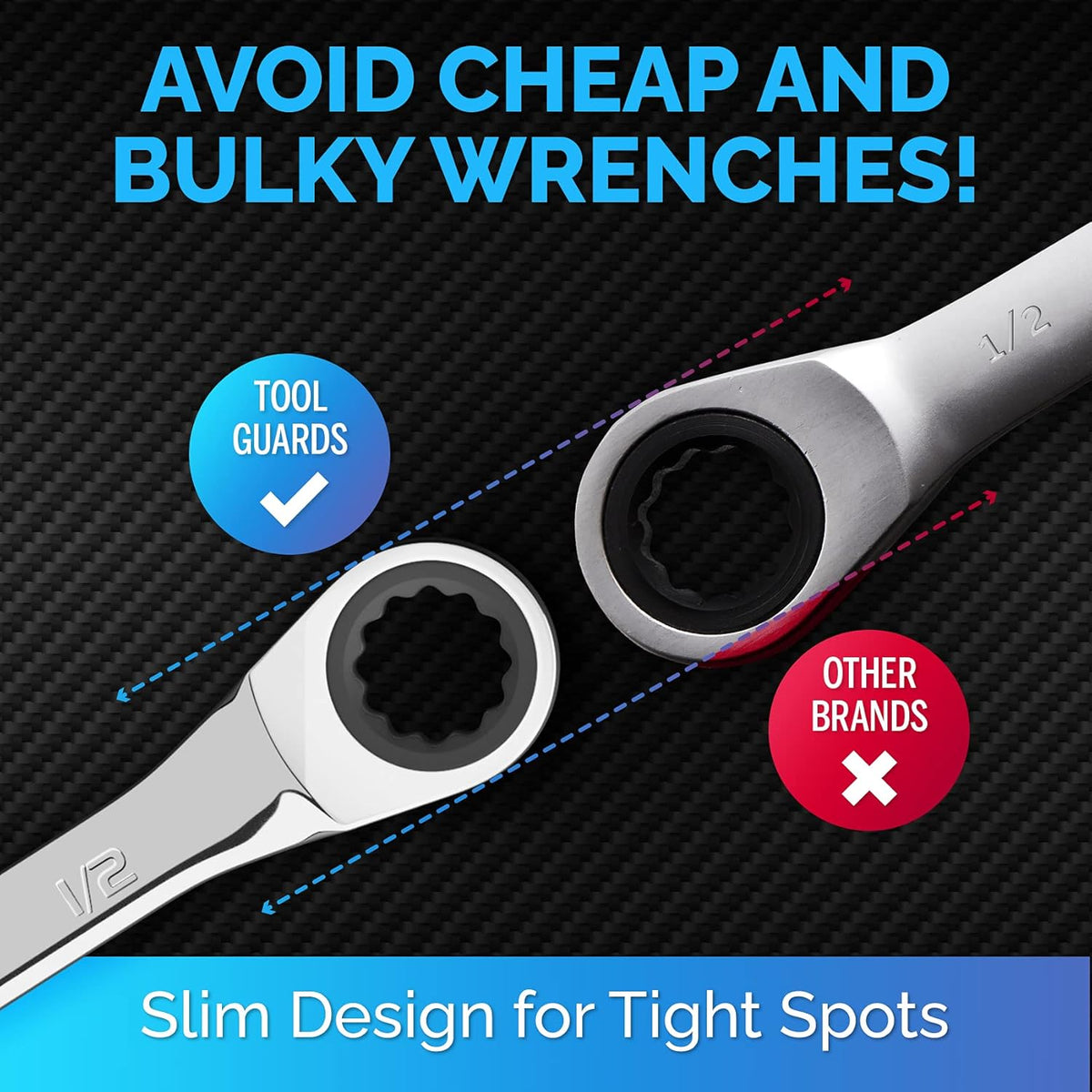 13 Pieces Slim Profile Ratcheting Wrench with Rack Organizer G5692