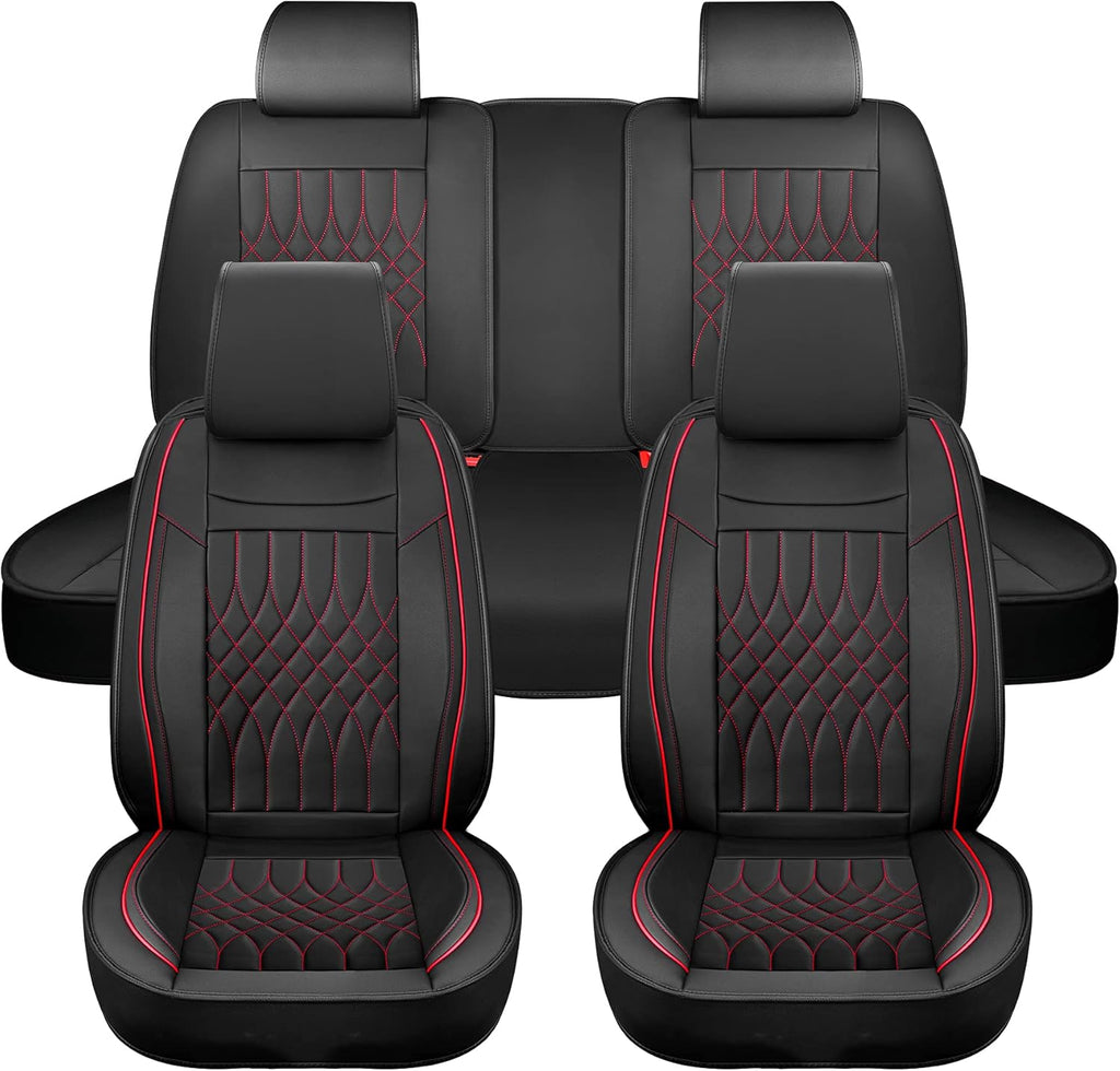 Black & Blue Leather Car Seat Covers Front Pair 2 Pcs Waterproof H744