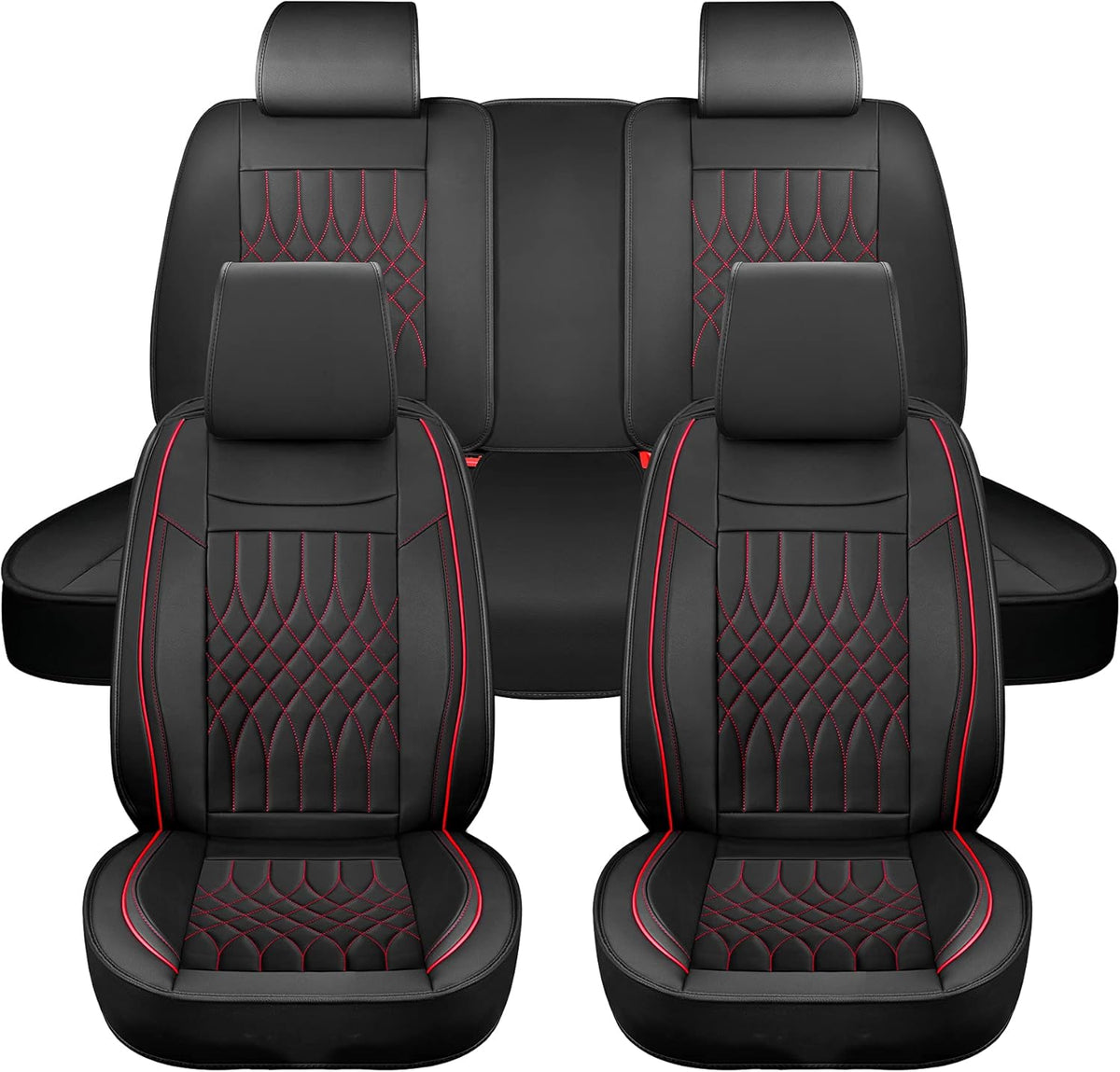 Black & Blue Leather Car Seat Covers Front Pair 2 Pcs Waterproof H744