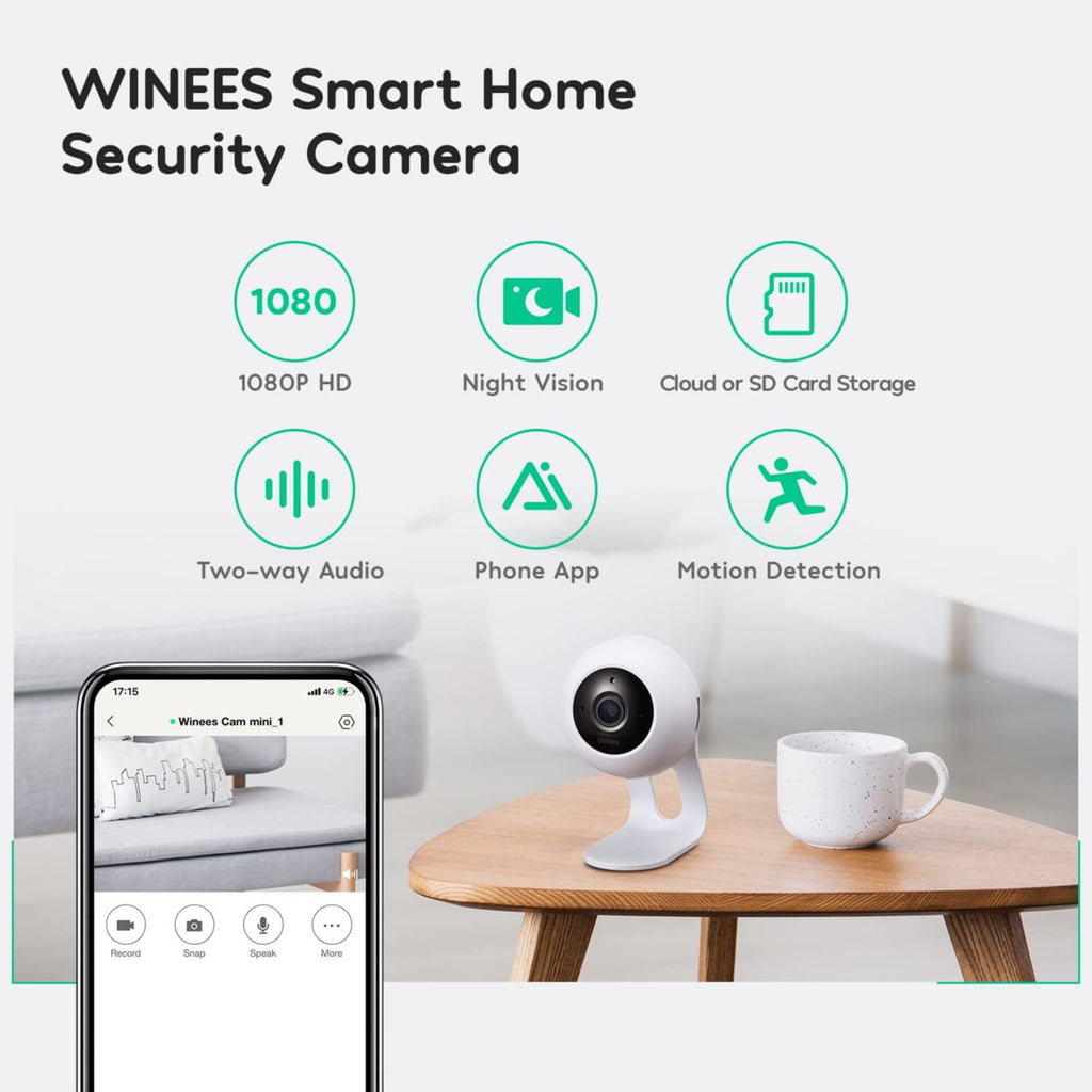 Indoor Security Camera Baby Monitor Wi-Fi Smart Home Camera 1080P HD Motion Detection 2-Way Audio Night Vision Pack of 2 P1958