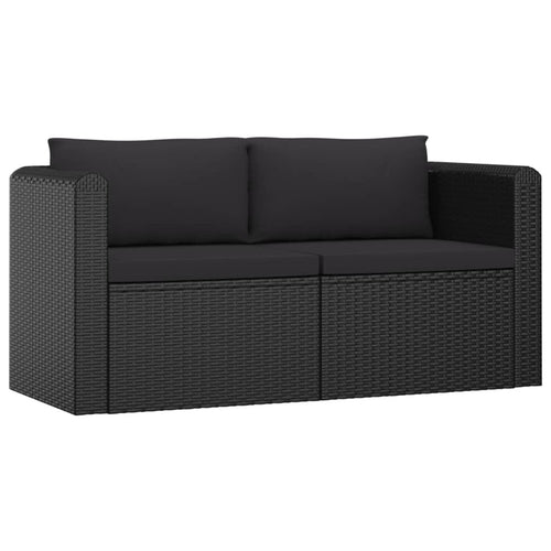 2 Piece Poly Rattan Patio Sofa Set with Cushions S7171