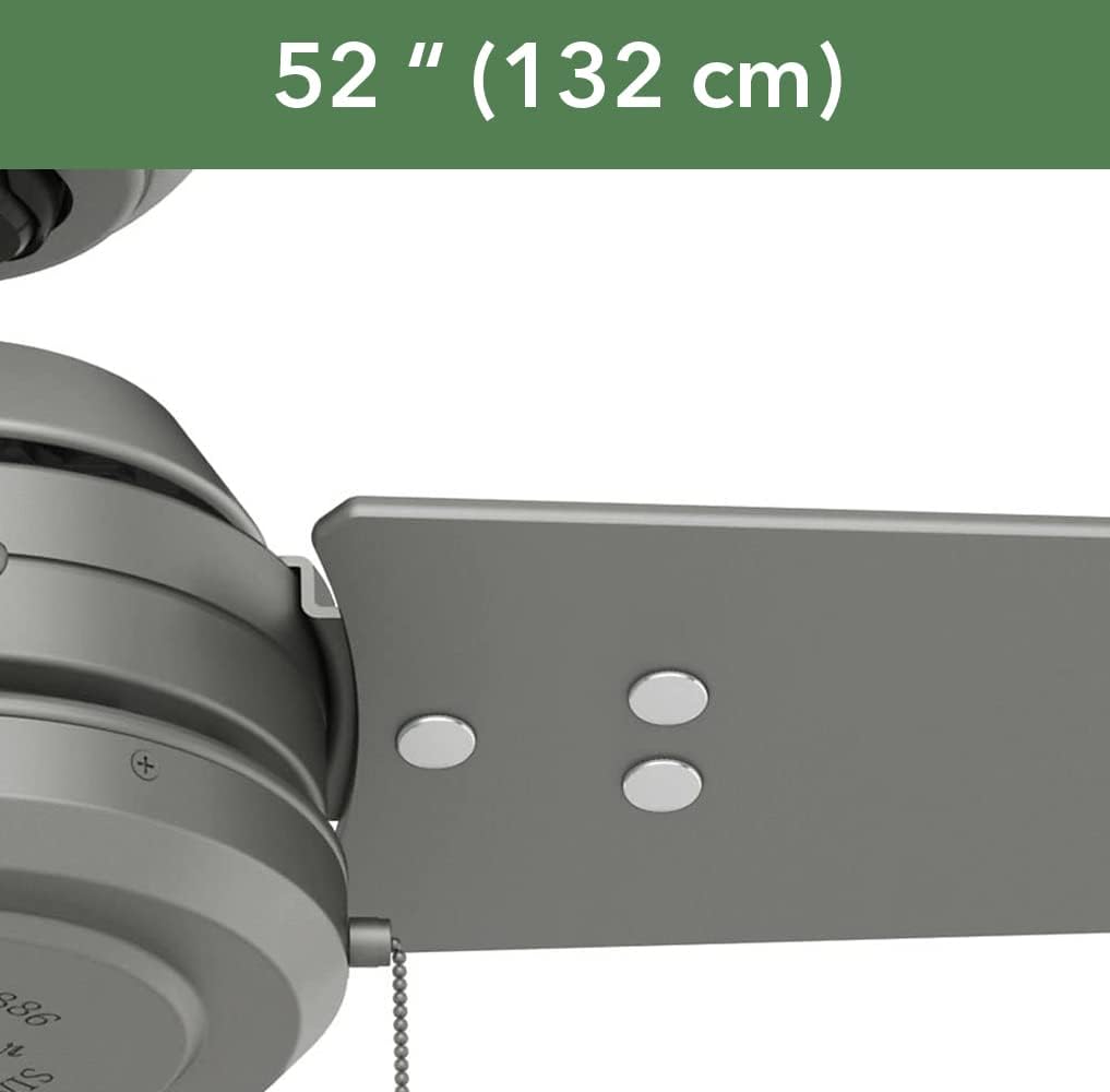 Matte Silver 52 3 Blade Wooden Indoor Outdoor Ceiling Fan with Light Kit J2942