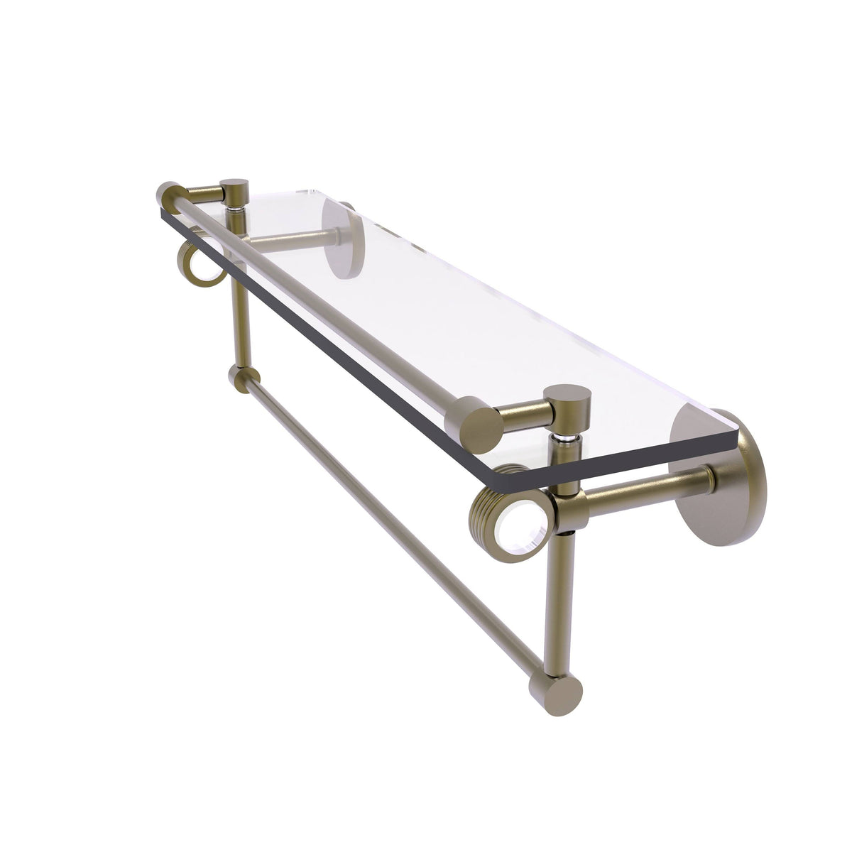 Antique Brass Glass Shelf with Gallery Rail and Towel Bar B954768