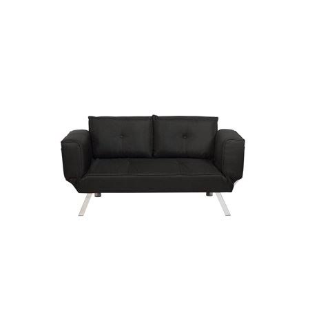 Black Fabric Convertible Sofa Chaise Bed T3830