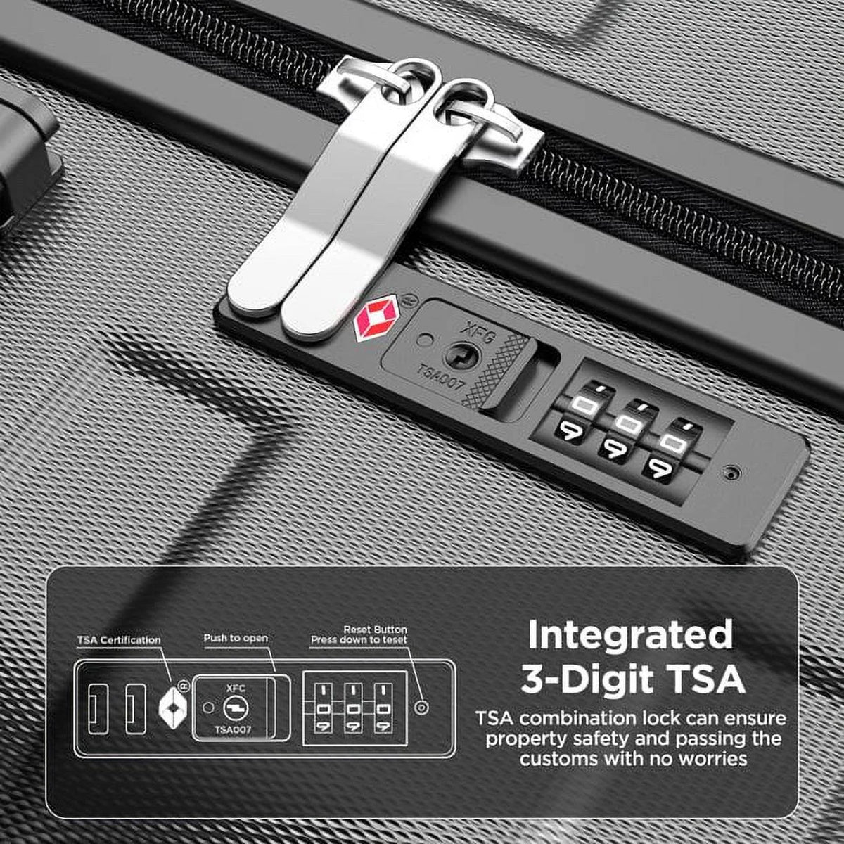 5 Piece Hardside Luggage Suitcase Set with 360° Double Spinner Wheels Integrated TSA Lock ABS Hardshell P868301