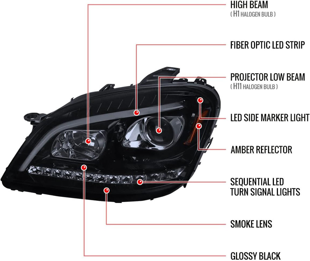Smoke LED Projector Headlights V432