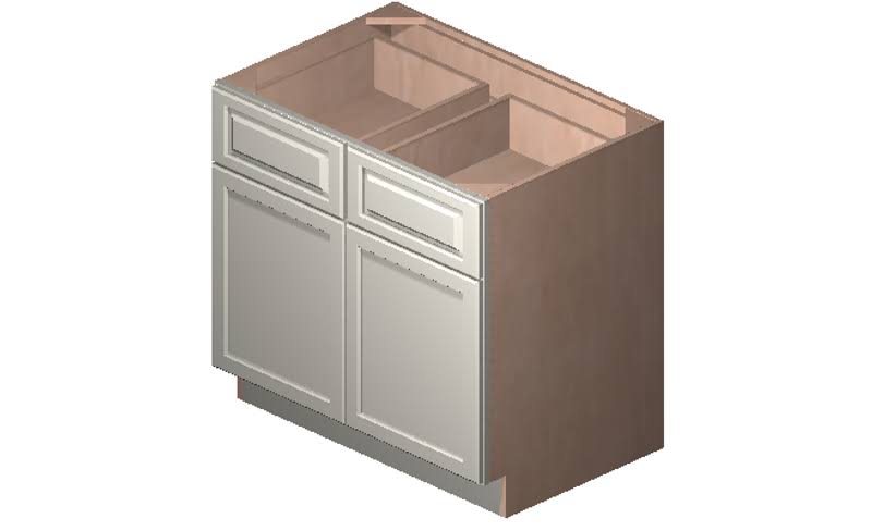 Antique White 2 Doors 2 Drawers 1 Shelf Base Cabinet H6106