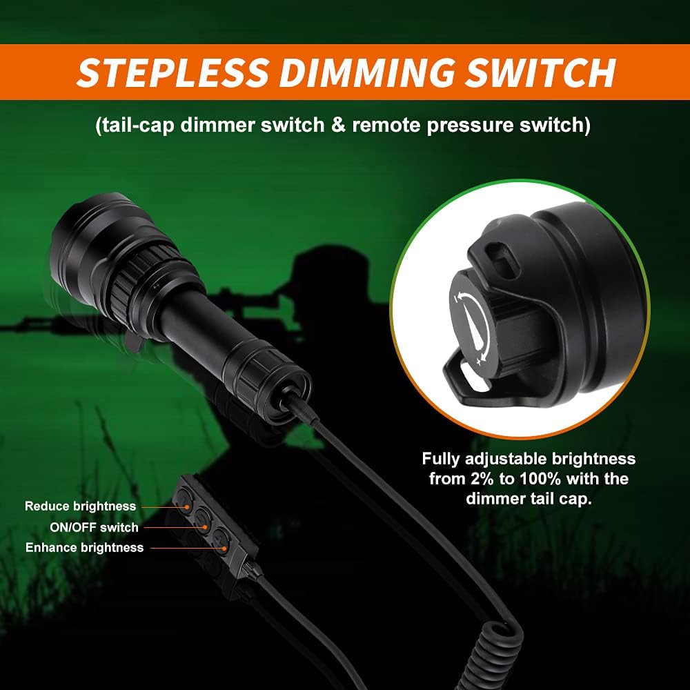3-Color-in-1 Zoomable Hunting Flashlight with Intensity Control O82139
