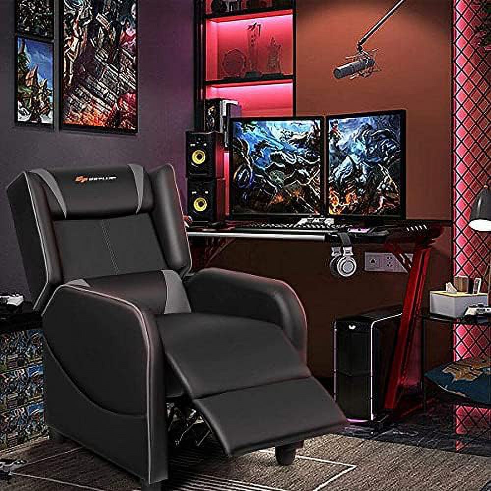 Gray Ergonomic PU Leather Massage Recliner Chair with Footrest & Headrest B1162