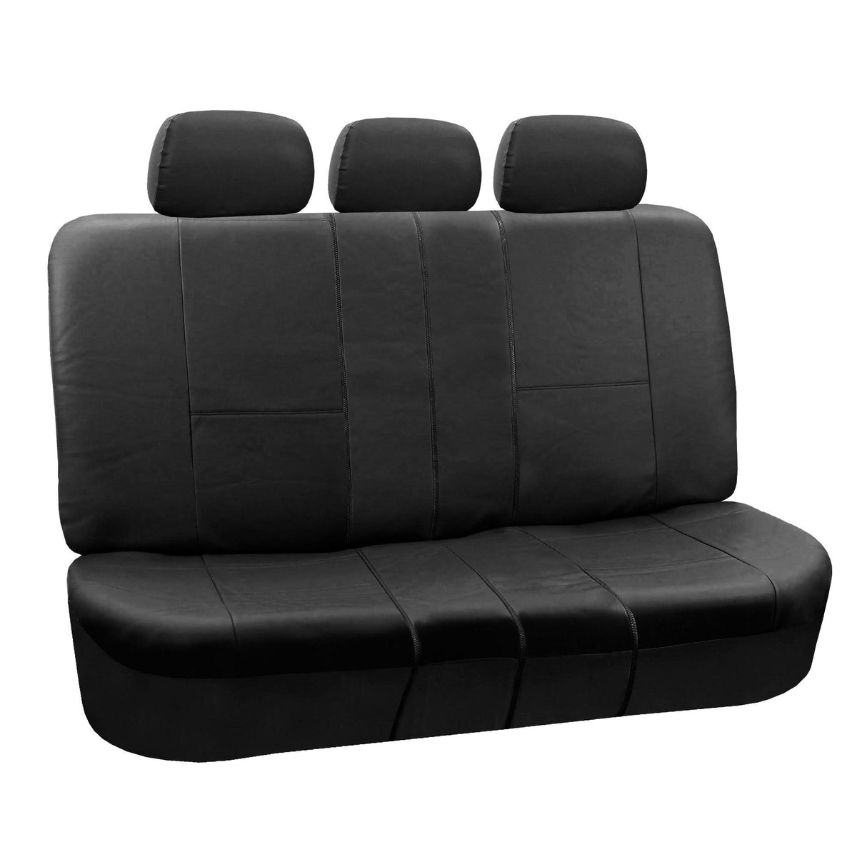 Black Faux Leather Split Bench Car Seat Cover J7561
