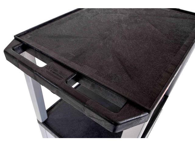 Red 42 inch A/V Cart with 3 Shelves, Cabinet - Nickel Legs E5429
