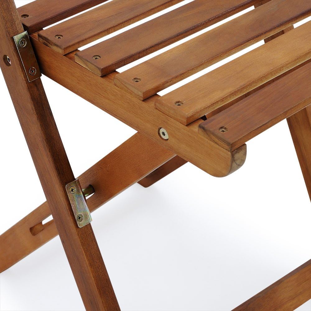 Wooden 3-Piece Bistro Set Folding Chairs and Square Acacia Wood Coffee Table U520