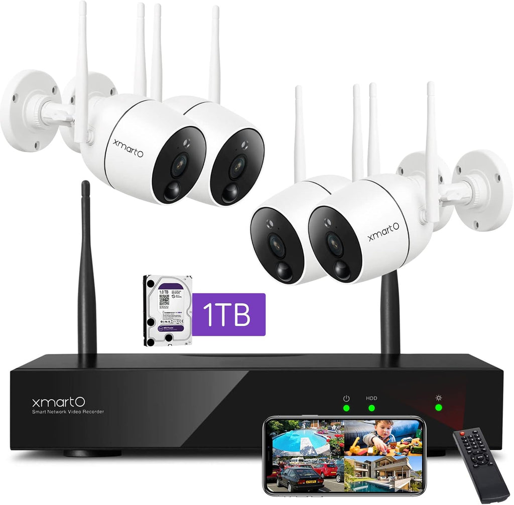 8CH 2K HD Wireless Security Camera System with 1TB HDD O2104