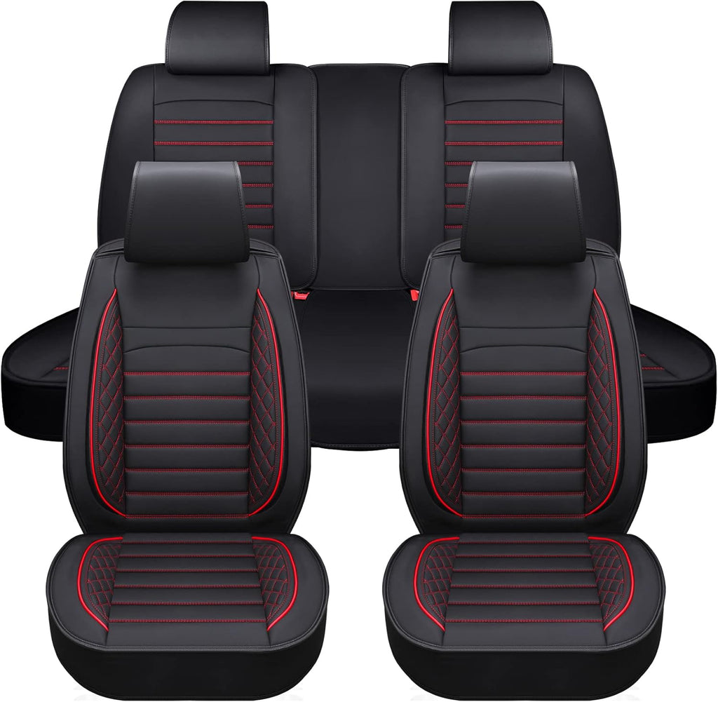 Gray Leather Non-Slip Car Seat Covers Full Set V1654