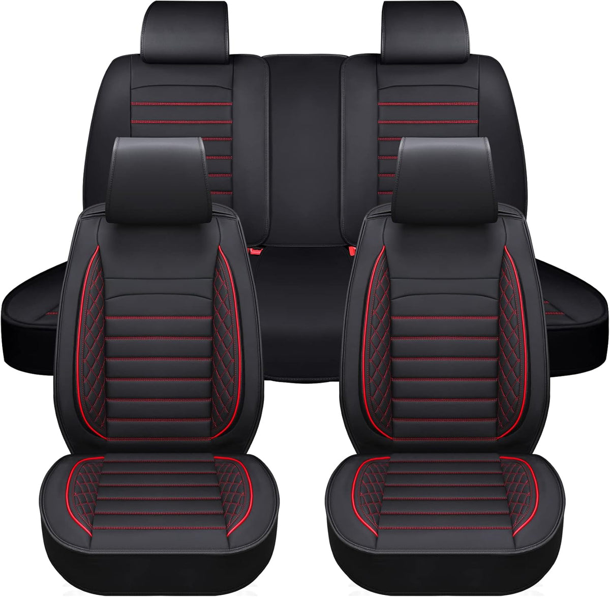Gray Leather Non-Slip Car Seat Covers Full Set V1654