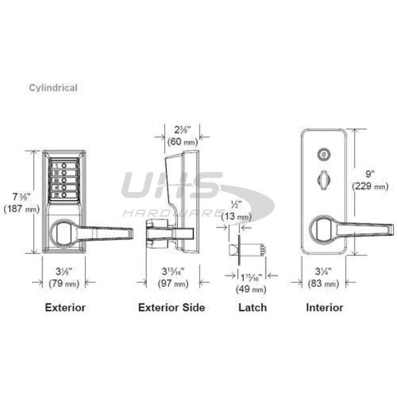 2.75 in. Right Hand Mechanical Pushbutton Lever Lock with Key Override Satin Chrom B15323