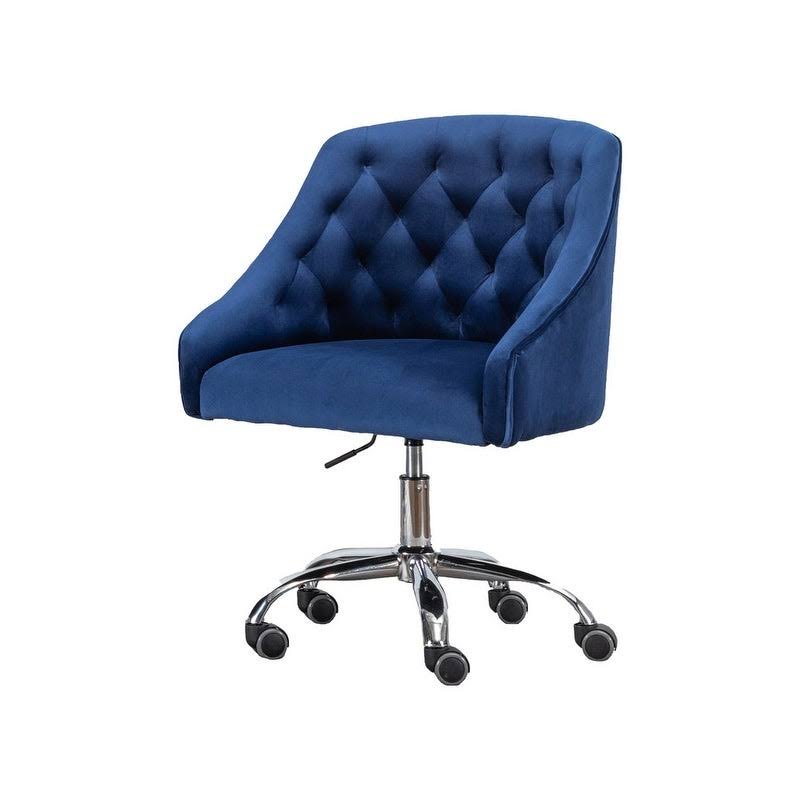 Cream Velvet Swivel Task Chair with Silver Base N1260