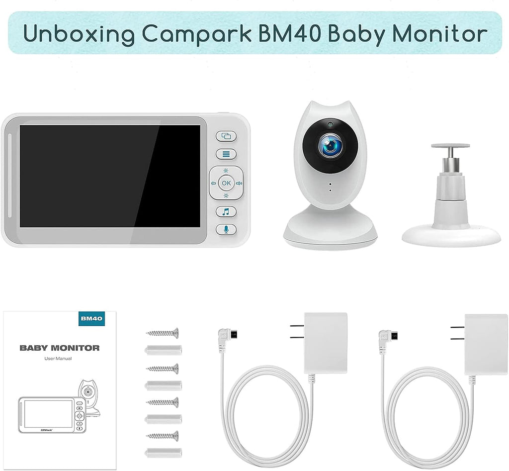 White 4.3 inch LCD Video Baby Monitor with Camera and Audio F920745