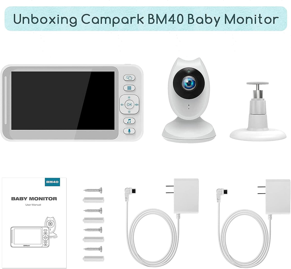 White 4.3 inch LCD Video Baby Monitor with Camera and Audio F920745