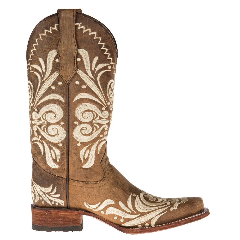Tan Square Toe Boots Q3806
