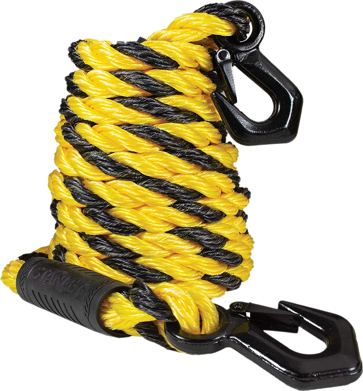 Black/Yellow 5/8" x 15' Poly-Blend Braided Tow Rope with Heavy Duty Tri-Hook N4823