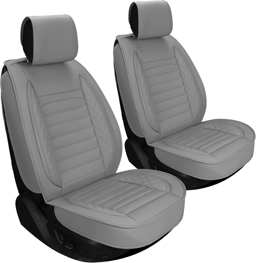 Gray Leather Non-Slip Car Seat Covers Full Set V1654