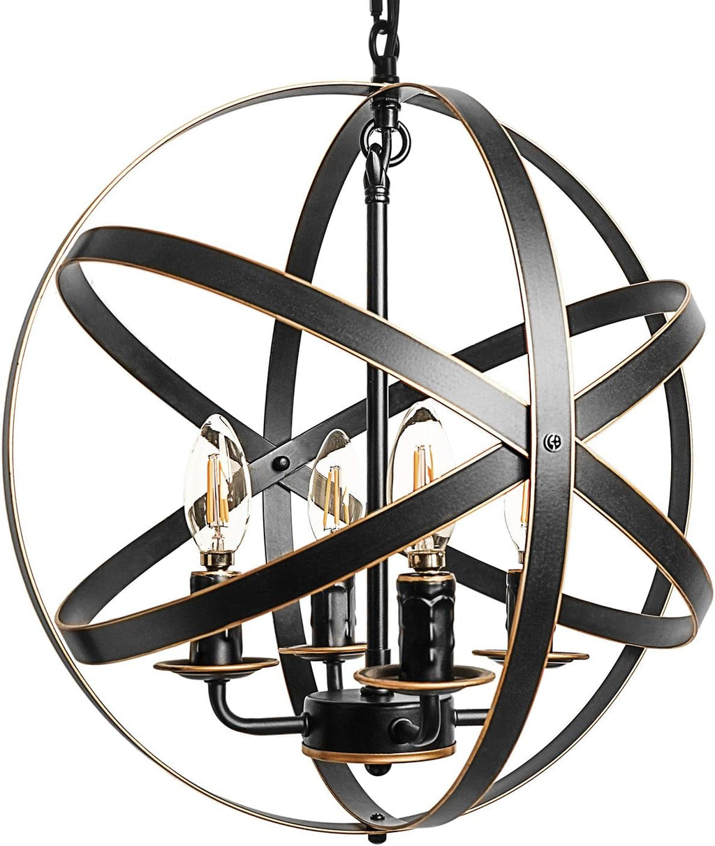Black 4-Light Farmhouse Chandelier P544