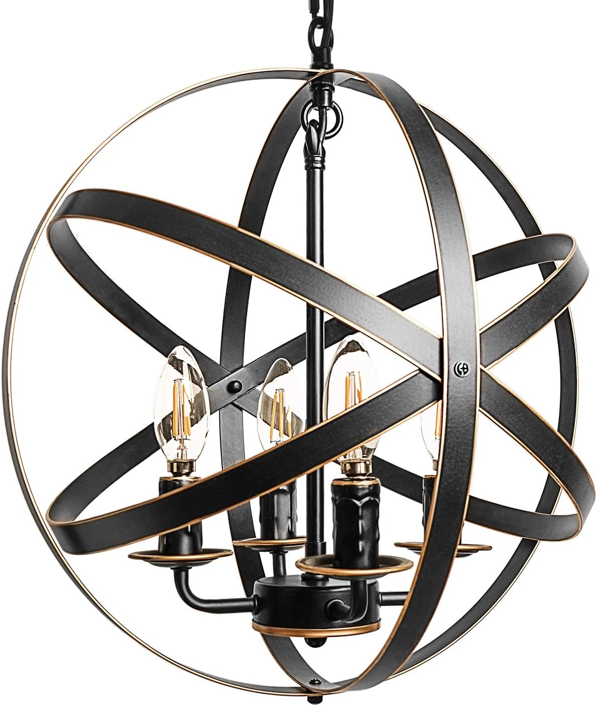 Black 4-Light Farmhouse Chandelier P544