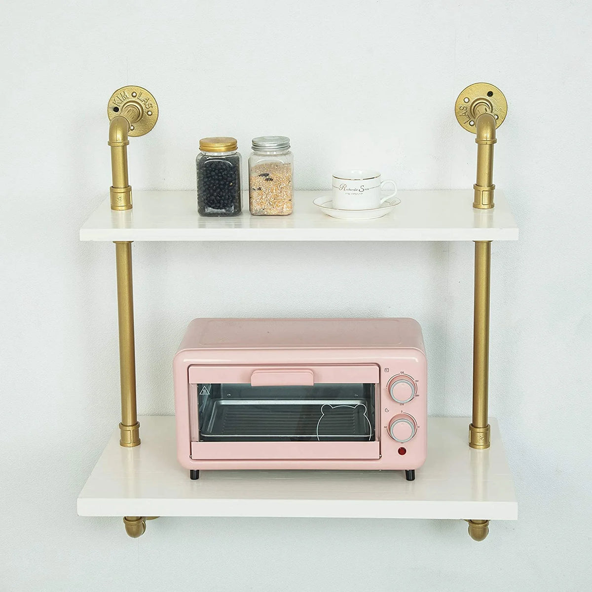 Industrial Retro Wall Mount Iron Pipe Microwave Oven Shelf Stand L139033